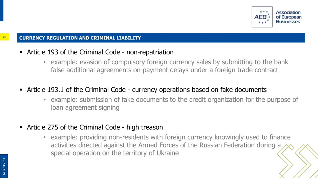 currency regulation and criminal liability