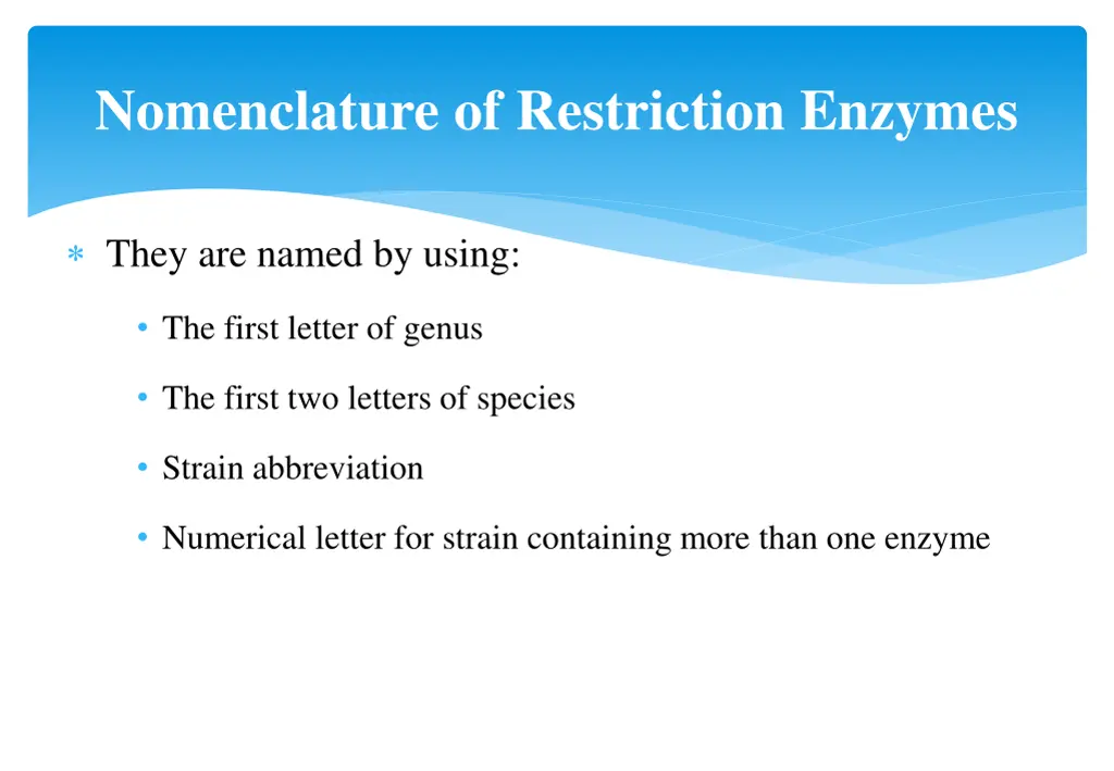 nomenclature of restriction enzymes