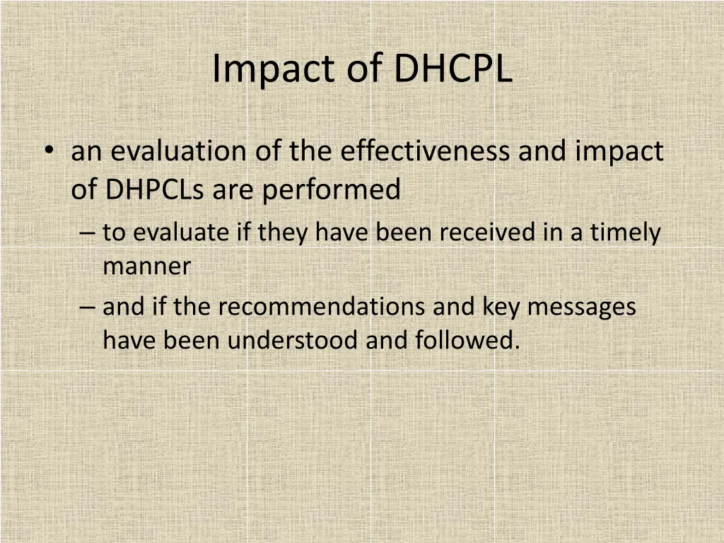 impact of dhcpl