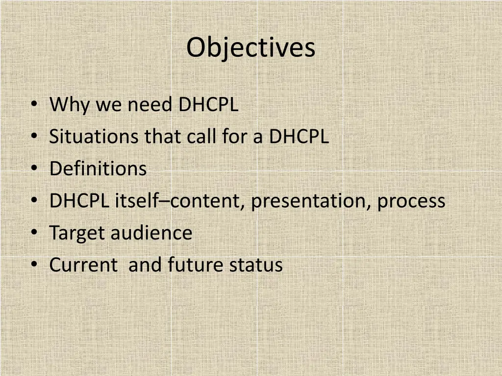 objectives