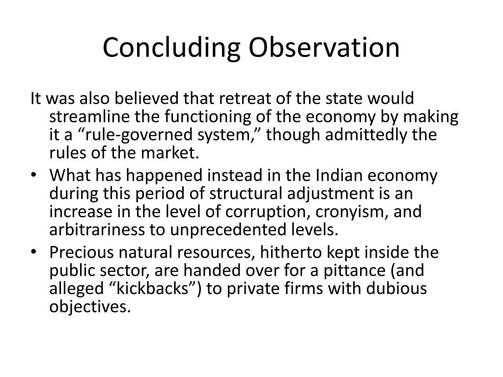 concluding observation
