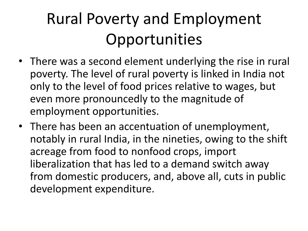rural poverty and employment opportunities there