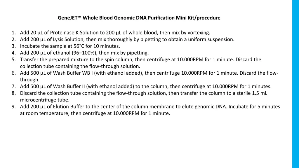 genejet whole blood genomic dna purification mini
