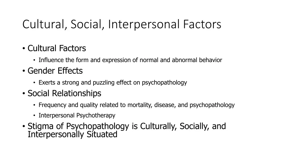 cultural social interpersonal factors