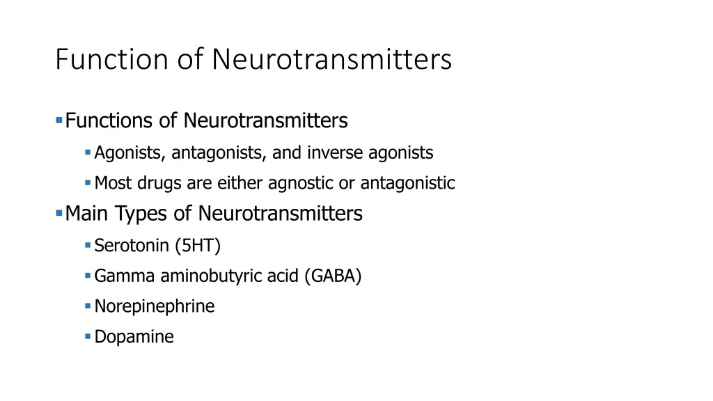 function of neurotransmitters