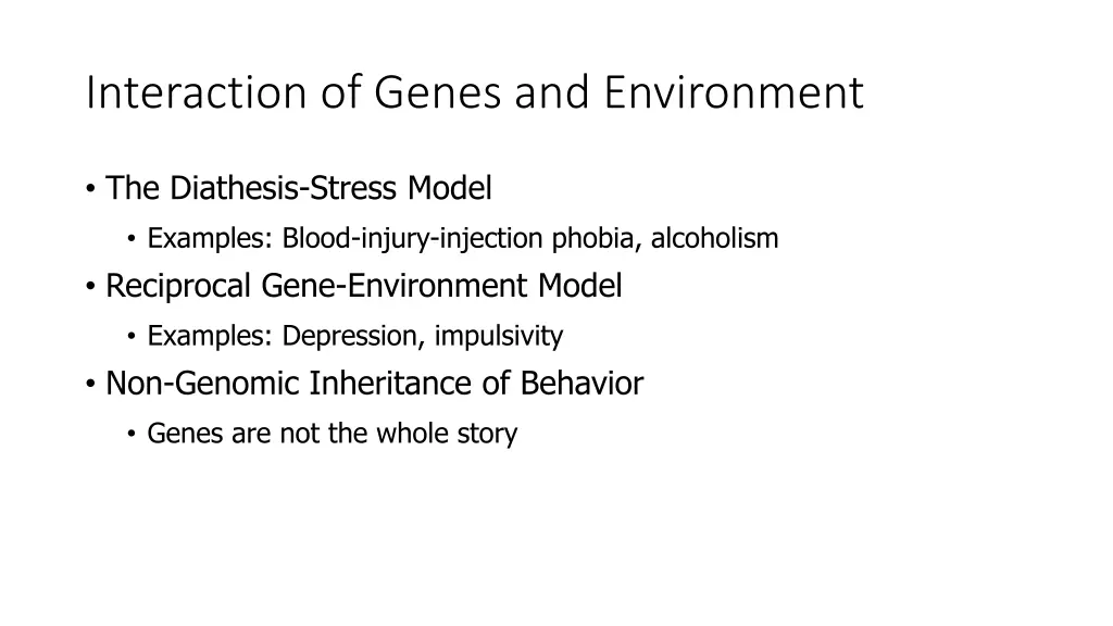 interaction of genes and environment