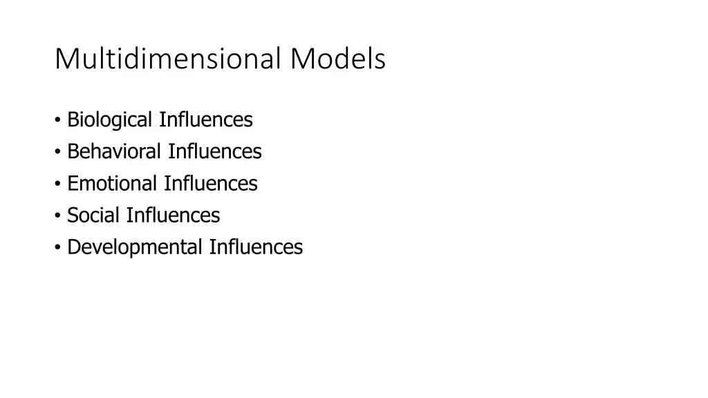 multidimensional models