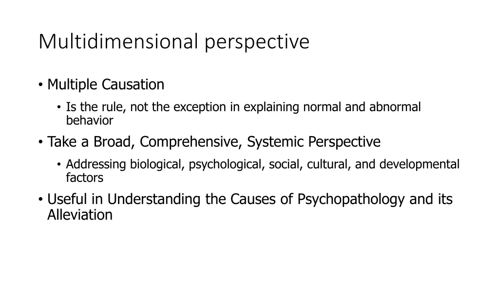 multidimensional perspective