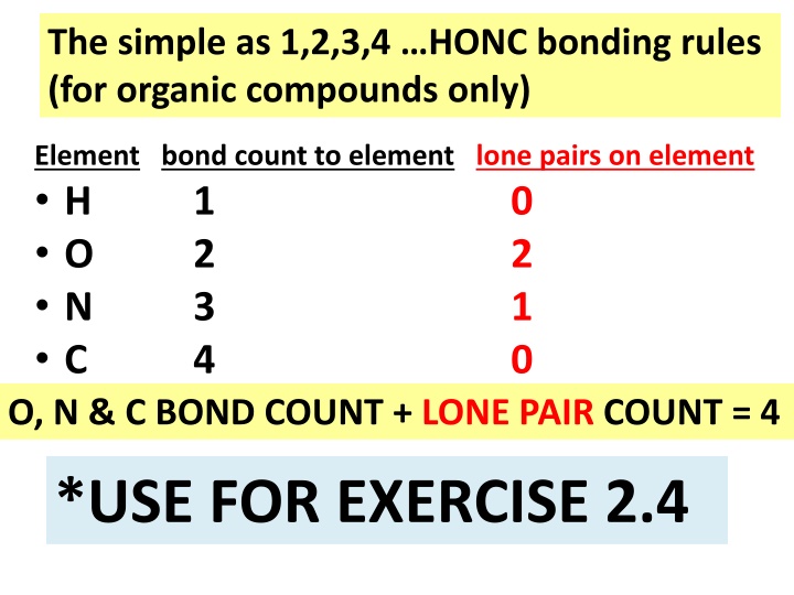 the simple as 1 2 3 4 honc bonding rules