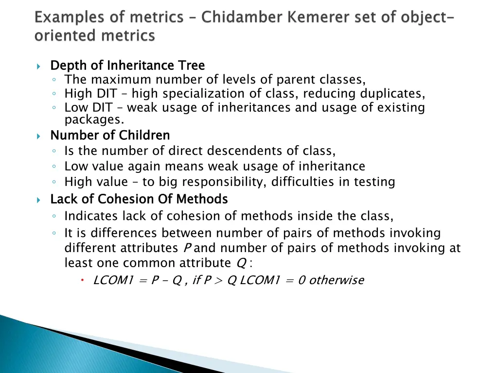 depth of inheritance tree the maximum number