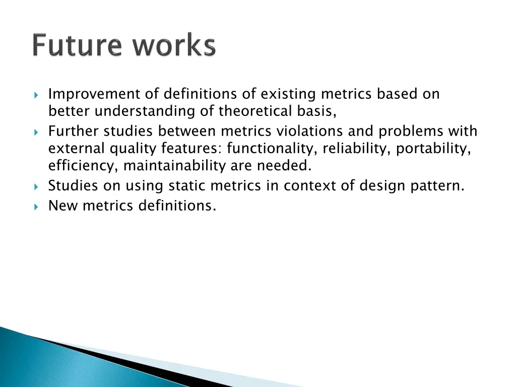 improvement of definitions of existing metrics
