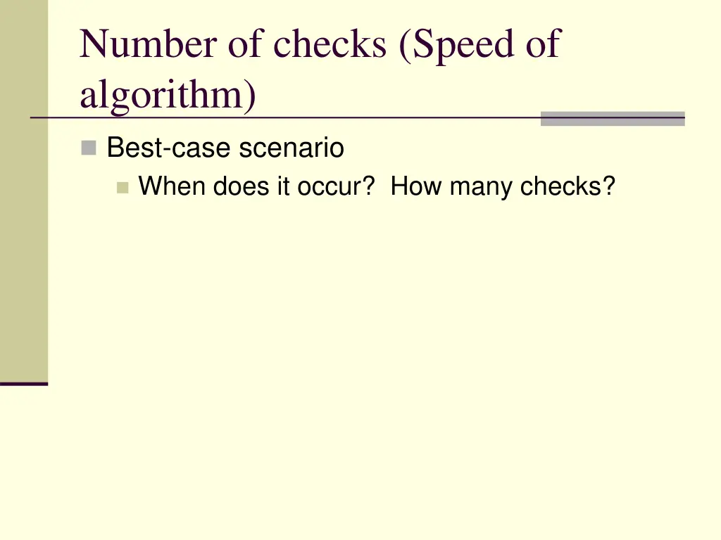 number of checks speed of algorithm 3