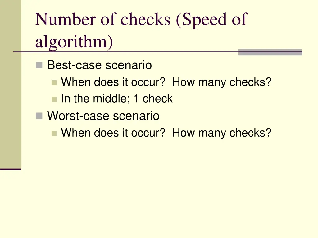 number of checks speed of algorithm 5