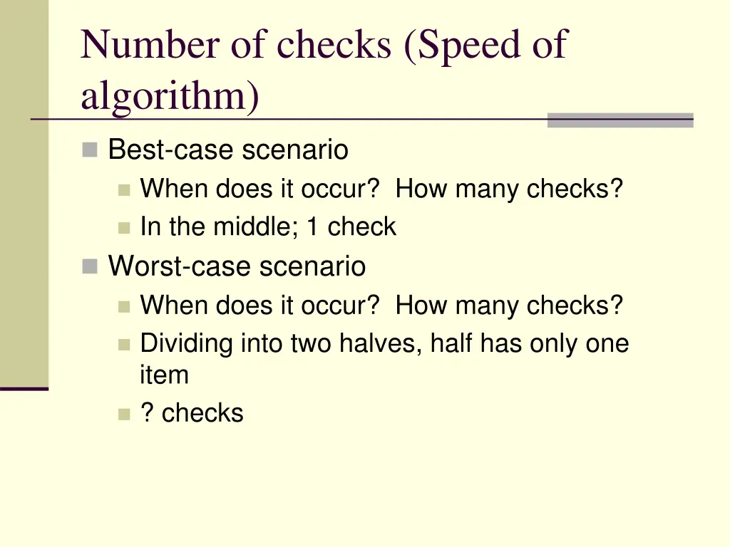 number of checks speed of algorithm 6