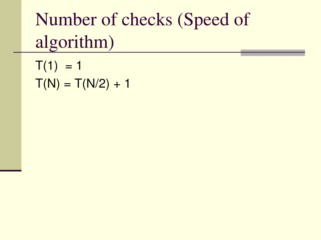 number of checks speed of algorithm 7