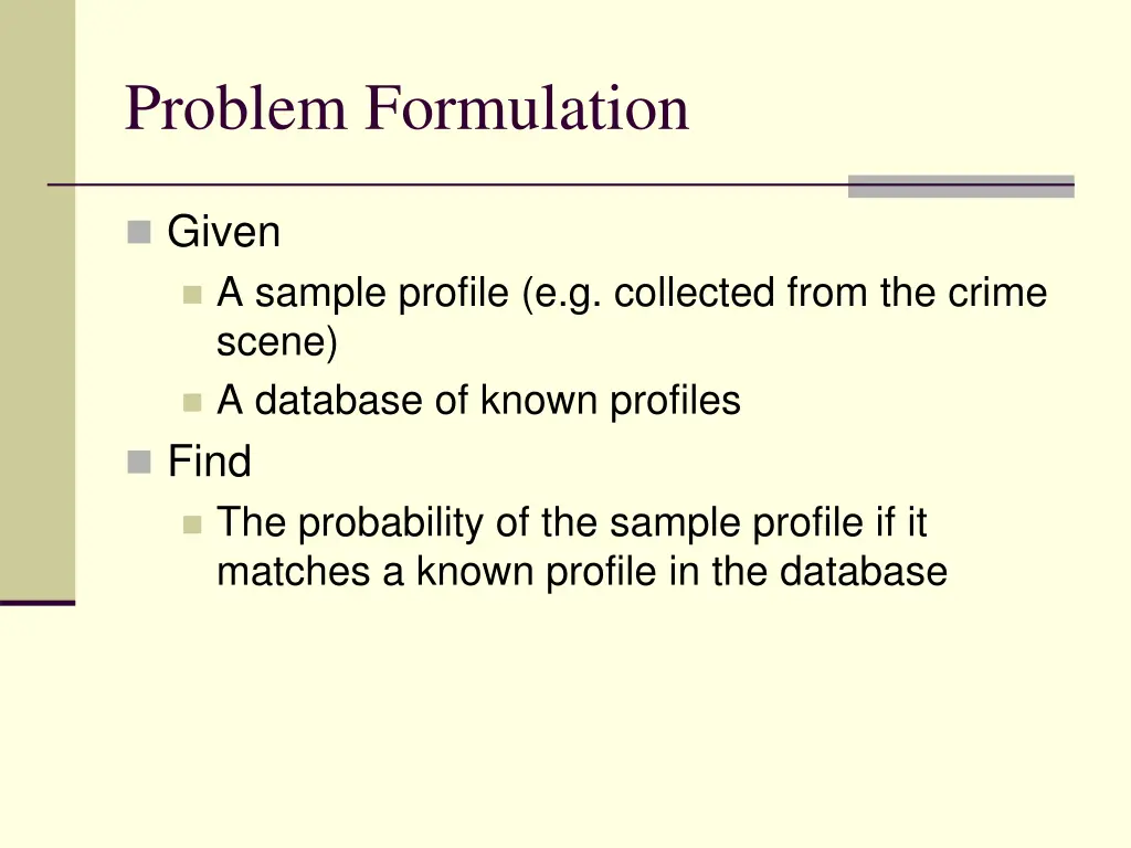 problem formulation