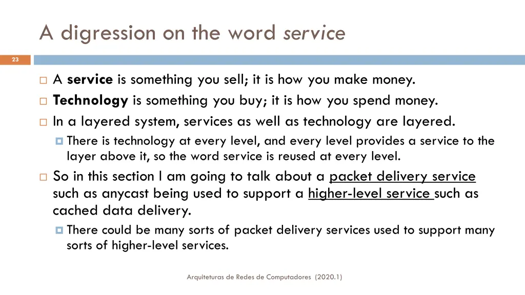 a digression on the word service