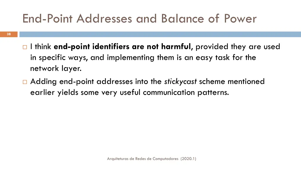 end point addresses and balance of power