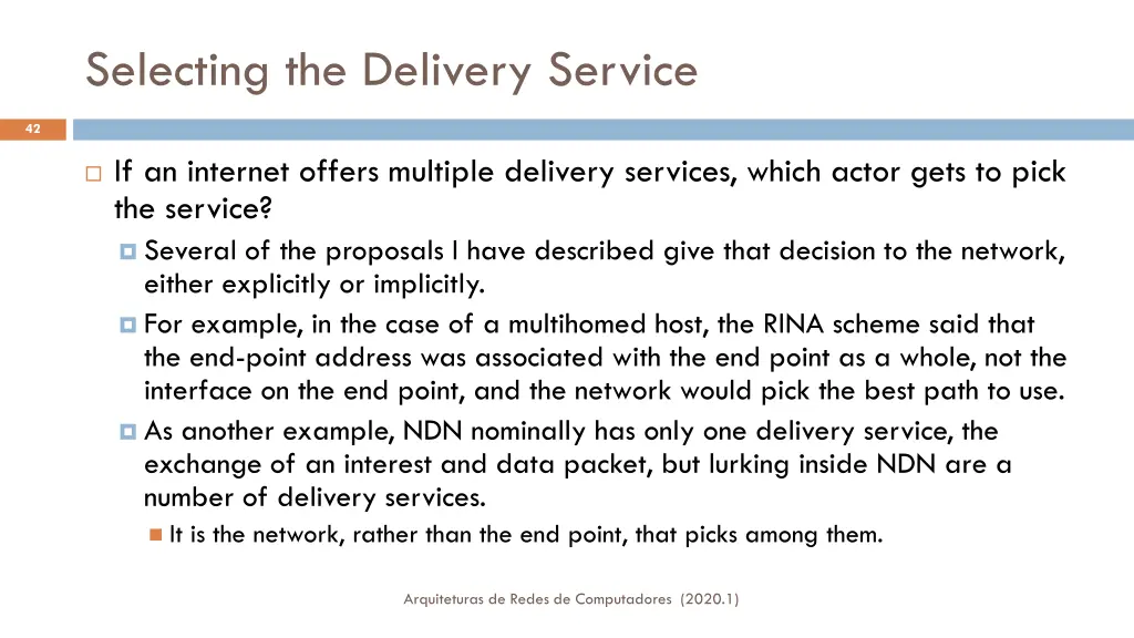 selecting the delivery service