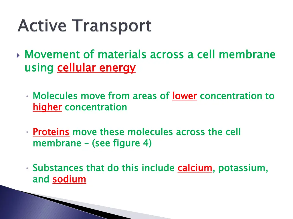 movement of materials across a cell membrane using