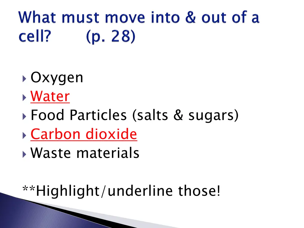 oxygen water food particles salts sugars carbon