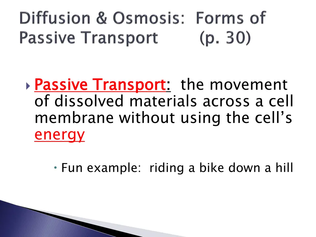 passive transport of dissolved materials across