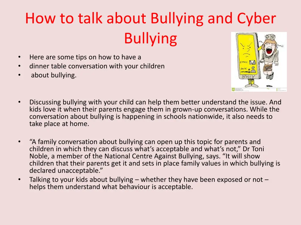 how to talk about bullying and cyber bullying
