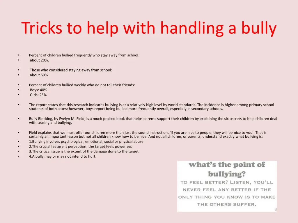 tricks to help with handling a bully