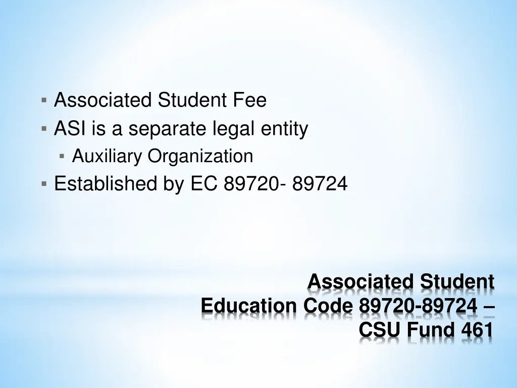 associated student fee asi is a separate legal