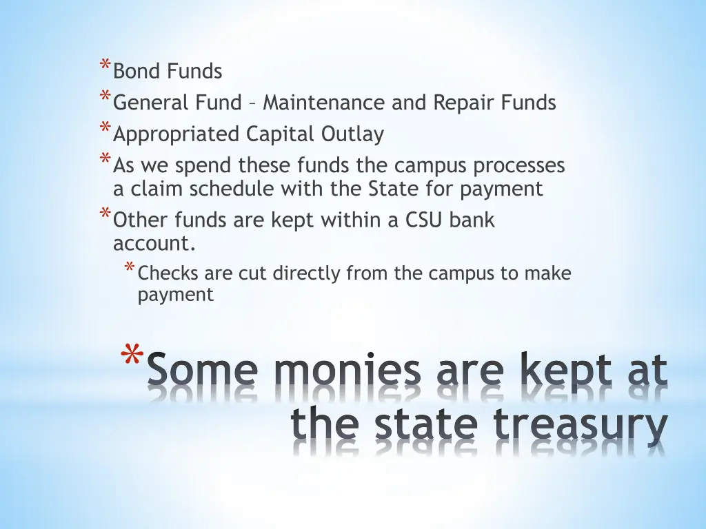 bond funds general fund maintenance and repair