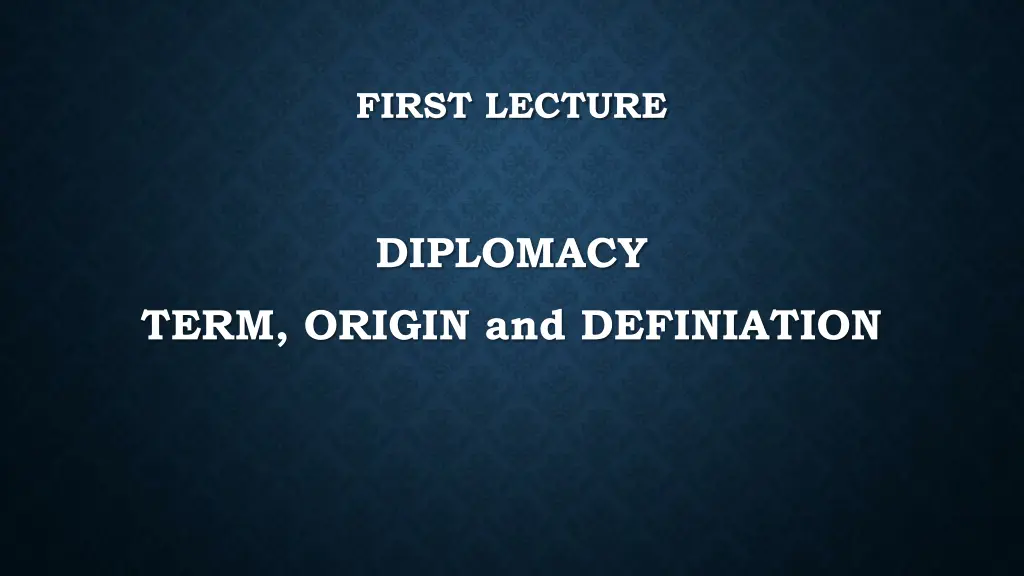 first lecture