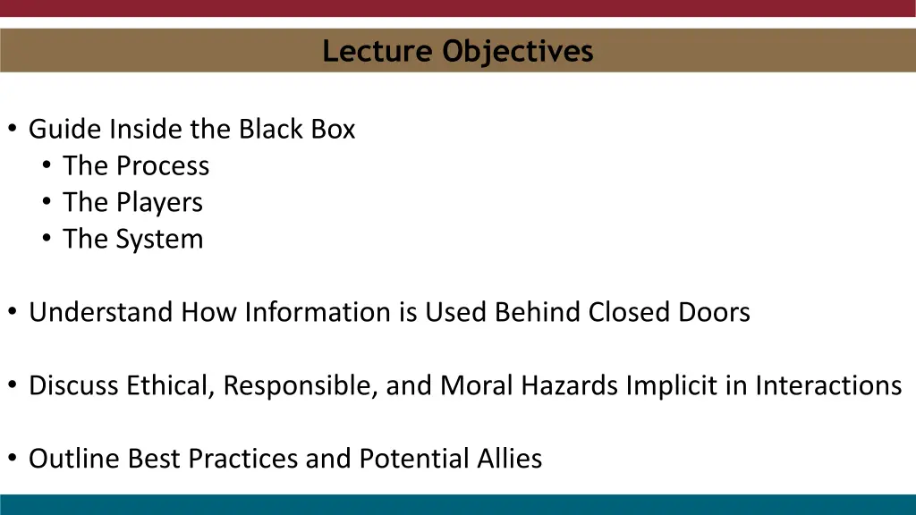 lecture objectives