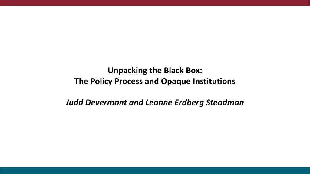 unpacking the black box the policy process
