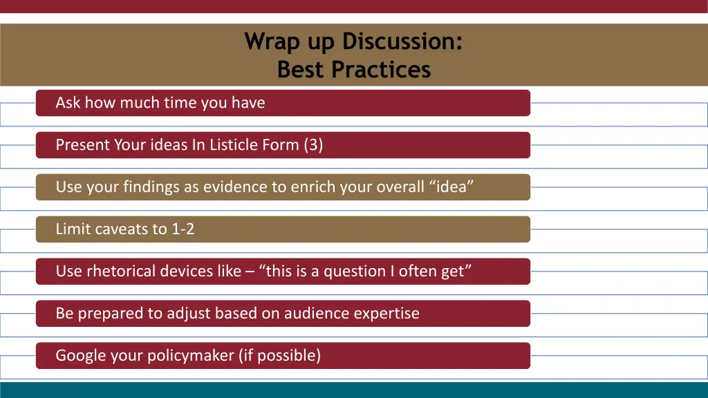 wrap up discussion best practices