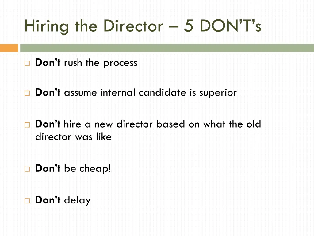 hiring the director 5 don t s