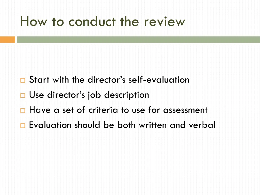 how to conduct the review