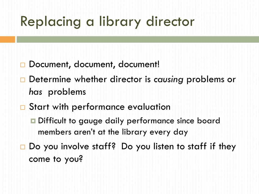 replacing a library director