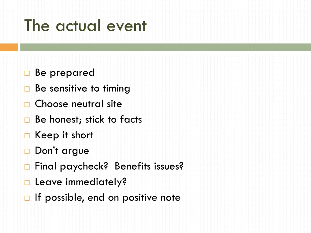 the actual event