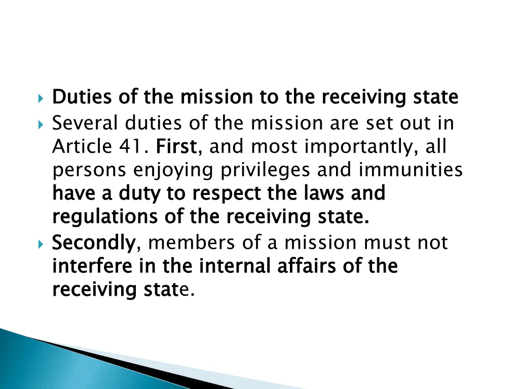duties of the mission to the receiving state