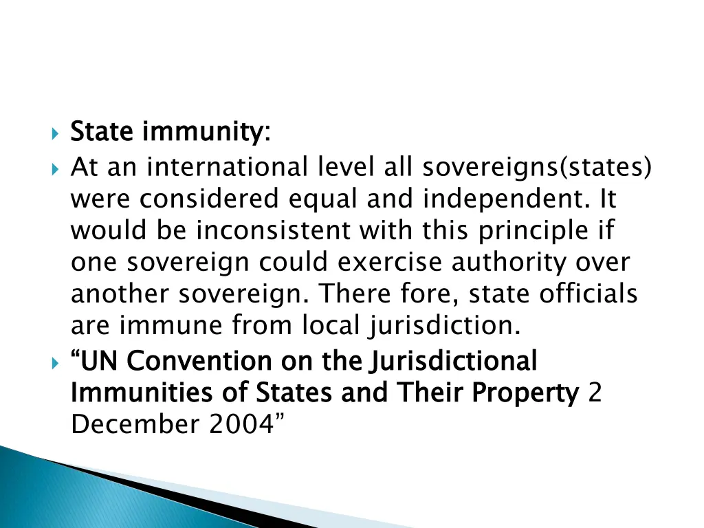 state immunity at an international level