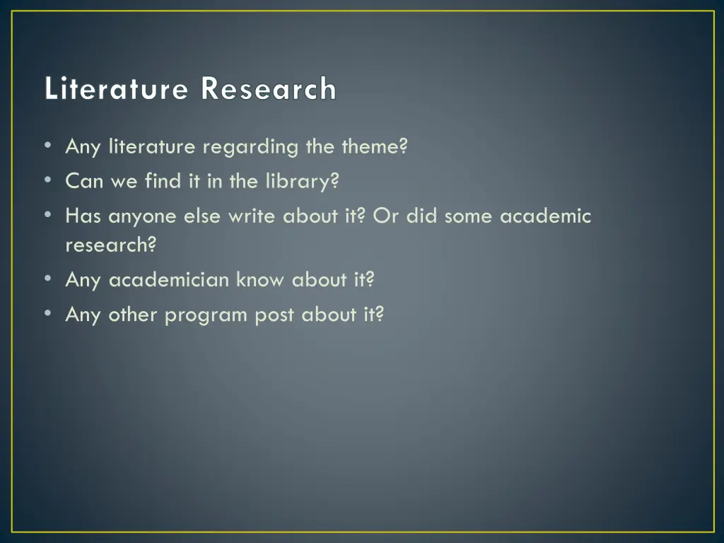 literature research