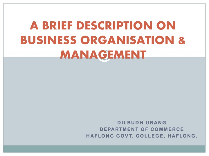 a brief description on business organisation