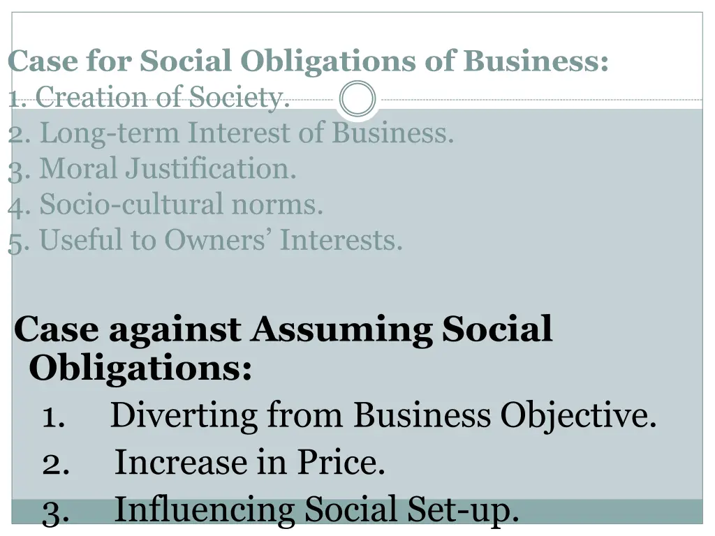 case for social obligations of business