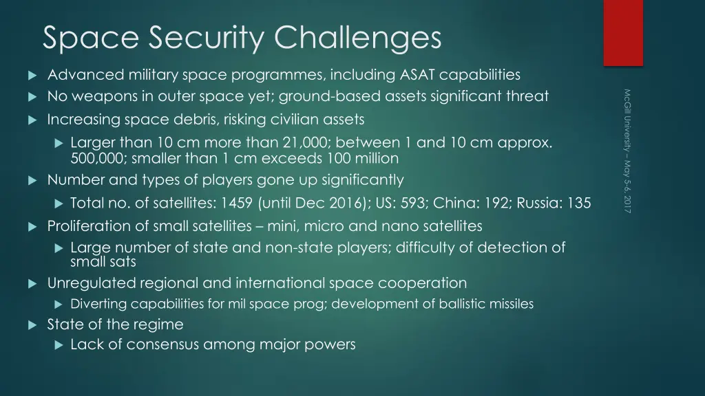 space security challenges
