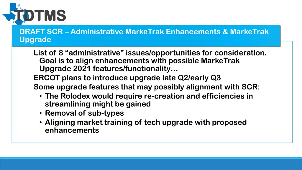 tdtms tdtms draft scr administrative marketrak