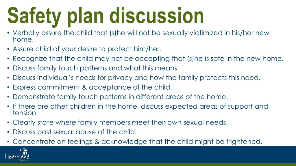 safety plan discussion verbally assure the child