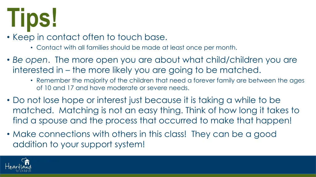 tips keep in contact often to touch base contact