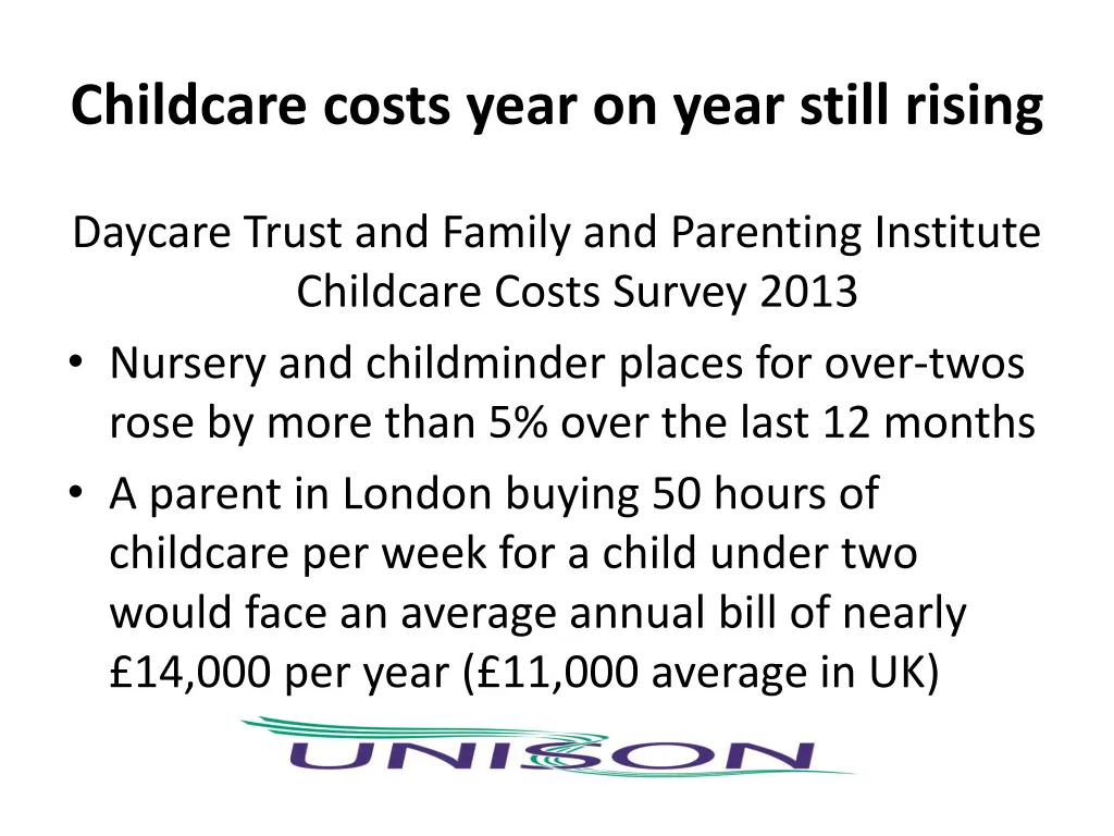 childcare costs year on year still rising