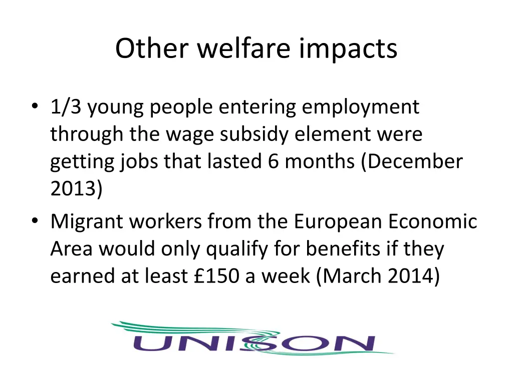 other welfare impacts