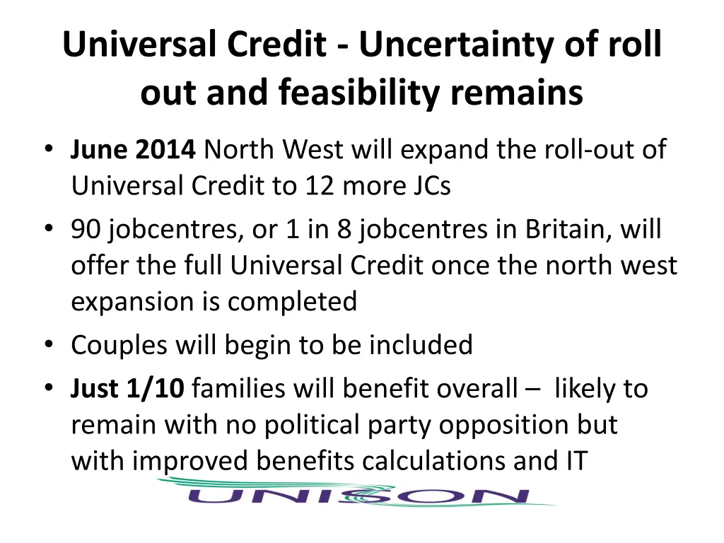 universal credit uncertainty of roll 1